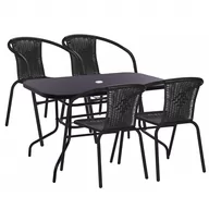 Meble ogrodowe - Komplet mebli ogrowowych stół 120 x 70 cm prostokątny i krzesła metalowe 4 szt. zestaw na balkon czarny - miniaturka - grafika 1