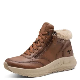 TAMARIS Comfort Lace Boot Flat Duo-tex modne kozaki, koniak, 39 EU, koniak, 39 EU - Kozaki damskie - miniaturka - grafika 1