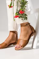 Espadryle damskie - Brązowe sandały skórzane damskie z zakrytą piętą pasek wokół kostki PRODUKT POLSKI Casu 2287-256-41 - miniaturka - grafika 1