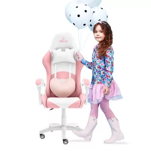 Fotel Gamingowy dla Dzieci Hell's Chair Rainbow Kids Pink- White różowy - Fotele gamingowe - miniaturka - grafika 1