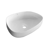 Umywalki - Umywalka nablatowa Laveo Asymmetric 49x38 cm asymetryczna biały połysk VUA_6248 - miniaturka - grafika 1