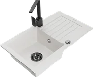 Zlewozmywaki z baterią - Mexen Pablo zlewozmywak granitowy 1-komorowy z ociekaczem i baterią kuchenną Rita, biały - 6510-20-670300-70 - miniaturka - grafika 1