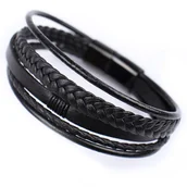 Bransolety męskie - Bransoletka męska STAL SZLACHETNA 316L SKÓRA - miniaturka - grafika 1