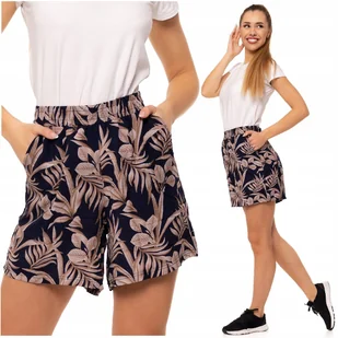 Damskie Szorty Gumka w Pasie Wiskoza Eleganckie Klasyczne Wzorek MORAJ XXL - Spodenki damskie - miniaturka - grafika 1