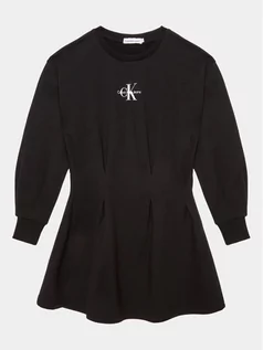 Sukienki i spódniczki dla dziewczynek - Calvin Klein Jeans Sukienka dzianinowa Gradient Monogram IG0IG02047 Czarny Regular Fit - grafika 1