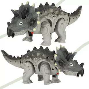Dinozaur Triceratops zabawka interaktywna na baterie chodzi świeci ryczy - Zabawki zdalnie sterowane - miniaturka - grafika 2