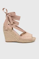 Espadryle damskie - Guess espadryle DIANDRA damskie kolor beżowy na koturnie FLGDIR FAL04 - miniaturka - grafika 1