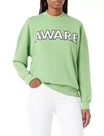 Bluzy damskie - VERO MODA Damska bluza Vmtori Ls O-Neck Long VMA, Foliage/Print:aware Logo White, M - miniaturka - grafika 1