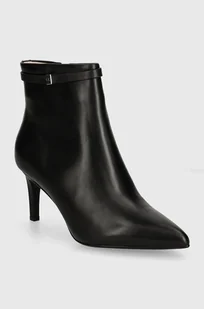 Calvin Klein botki skórzane HEEL ANKLE BOOT 70 W/HW LTH damskie kolor czarny na szpilce HW0HW02172 - Botki damskie - miniaturka - grafika 1