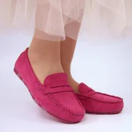 Mokasyny damskie - Evento 7673 damskie mokasyny zamszowe fuksja - miniaturka - grafika 1