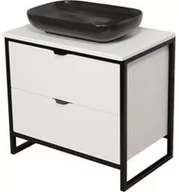 Szafki łazienkowe - Szafka łazienkowa biała 80cm NEW YORK z umywalką czarną mat - miniaturka - grafika 1