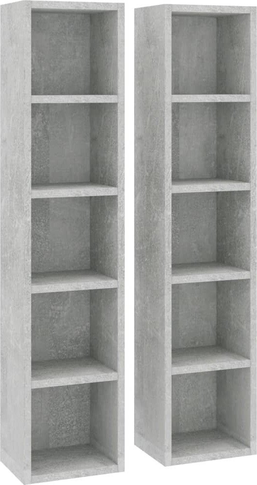 Szafki na płyty CD, 2 szt., szarość betonu, 21 x 16 x 93,5 cm