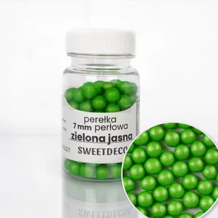 Posypka cukrowa PEREŁKI PERŁOWE ZIELONE JASNE 7 mm Sweet Decor, 40 g - Dodatki do ciast w proszku - miniaturka - grafika 1