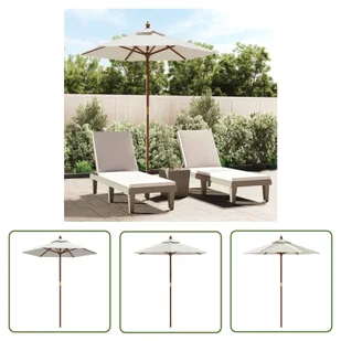 The Living Store Parasol ogrodowy na drewnianym słupku - piaskowy - 196x231 cm - Parasol Ogrodowy - Parasole ogrodowe - miniaturka - grafika 1