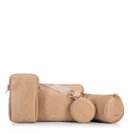 Torebki damskie - Zestaw torebek crossbody z ekoskóry beżowy - miniaturka - grafika 1