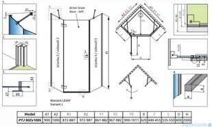 Radaway Essenza Ptj kabina pięciokątna 90x100cm lewa szkło przejrzyste 1385010-01-01L/1385056-01-01 - Kabiny prysznicowe Radaway Essenza Ptj kabina pięciokątna 90x100cm lewa szkło przejrzyste 1385010-01-01L/1385056-01-01 - Kabiny prysznicowe - miniaturka - grafika 2