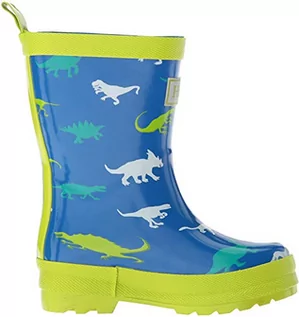 Kalosze damskie - Hatley Chłopięce kalosze z nadrukiem Wellington Rain Boots, niebieski - Niebieski dinozaur Menagerie 400-32 EU - grafika 1
