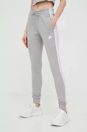 Spodnie damskie - Adidas spodnie dresowe bawełniane damskie kolor szary z aplikacją - adidas - miniaturka - grafika 1