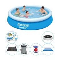 Baseny ogrodowe - Zestaw Bestway Fast Set 366x76 cm okrągły - komfortowy pakiet na basen - miniaturka - grafika 1