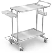 Meble i wyposażenie gabinetów medycznych - D-01/B1.KO zabiegowy wózek oddziałowy ze stali kwasoodpornej z tacami - miniaturka - grafika 1
