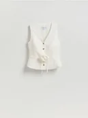 Marynarki i żakiety damskie - Reserved - Kamizelka z lyocellem - złamana biel - miniaturka - grafika 1