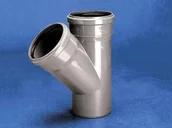 Odwodnienia, kanały i akcesoria - Wavin Trójnik sanitarny HT 110x110x75mm 45° popielaty 3060422414 - miniaturka - grafika 1