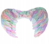 Dodatki do strojów karnawałowych - SKRZYDŁA KOLOROWE PASTELOWE PIÓRA ANIOŁ WRÓŻKA JEDNOROŻEC BAL KARNAWAŁOWY - miniaturka - grafika 1