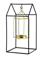 Świeczniki - Lampion świecznik dekoracyjny metalowy Holly złoty - miniaturka - grafika 1