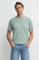 Koszulki męskie - Pepe Jeans t-shirt bawełniany ALDRIDGE męski kolor zielony z nadrukiem PM509628 - miniaturka - grafika 1