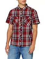 Koszule męskie - Brandit ROADSTAR koszula z krótkim rękawem, koszula rekreacyjna, w kratkę, męska koszula z drewnianym futerałem, czerwono-biały, XL - miniaturka - grafika 1