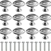 Zawiasy, okucia i inne akcesoria - 12 szt. (23*23*21 mm) srebrnych okrągłych klamek do drzwi, uchwytów do szuflad, uchwytów do szuflad ze śrubami do szafek i biurek - miniaturka - grafika 1