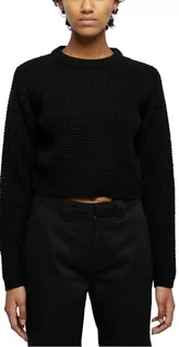 Bluzy damskie - Urban Classics Damska bluza damska Short Waffle Sweater Black 4XL, czarny, 4XL - grafika 1