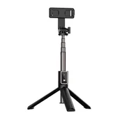 Selfie stick - UCHWYT SELFIE MINI - z odpinanym pilotem bluetooth i tripodem - P40L CZARNY - miniaturka - grafika 1