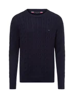 Swetry męskie - Tommy Hilfiger Męski sweter Mężczyźni drobna dzianina niebieski jednolity, S - miniaturka - grafika 1