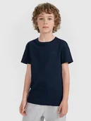 Koszulki dla chłopców - 4F T-shirt regular gładki chłopięcy - granatowy 122 (6-7 lat) - miniaturka - grafika 1