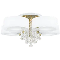 Lampy sufitowe - Mdeco Glamour LAMPA sufitowa DRS8006/5 21QG MDECO abażurowa OPRAWA z łańcuszkami na stół biała mosiądz DRS8006/5 21QG - miniaturka - grafika 1