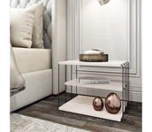 Ławy i stoliki kawowe - Stolik LIFON 40x50 cm biały/czarny - miniaturka - grafika 1