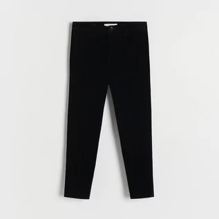 Spodnie i spodenki dla dziewczynek - Reserved - Welurowe spodnie - Czarny - grafika 1