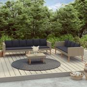 Meble ogrodowe - vidaXL 3-cz. zestaw wypoczynkowy do ogrodu, poduszki, beżowy rattan PE - miniaturka - grafika 1