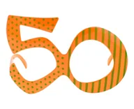 Dodatki do strojów karnawałowych - GoDan Okulary party &quot;50 urodziny&quot; pomarańczowe OK50U-YH - miniaturka - grafika 1