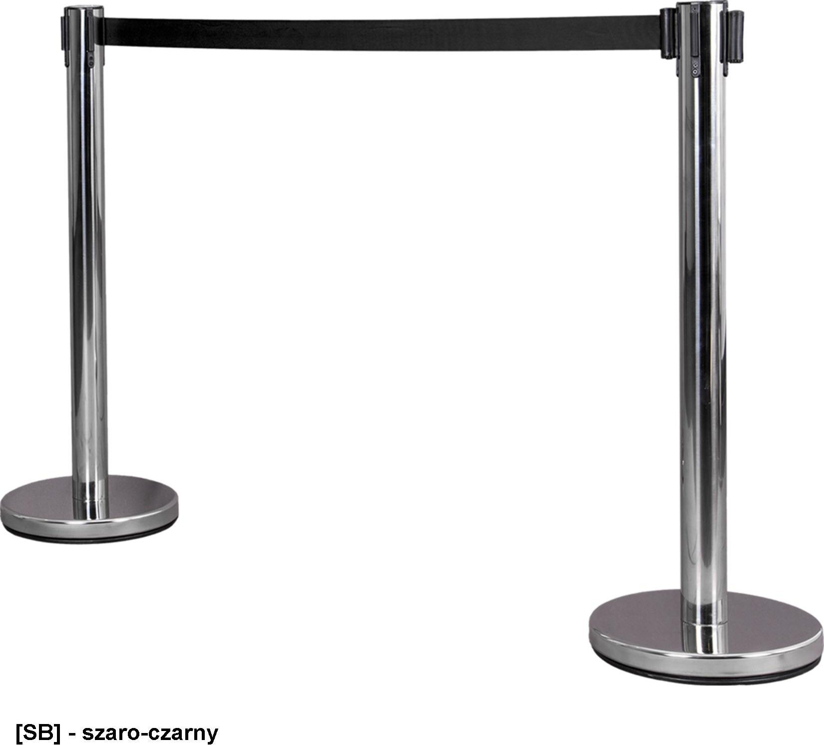 R.E.I.S. POST-STEEL-2 - Słupek odgradzający BM ze stali nierdzewnej z taśmą - szaro-czerwony