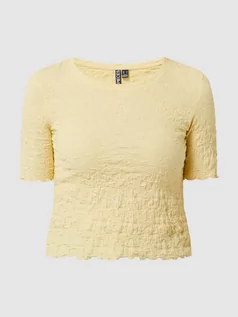 Koszulki i topy damskie - T-shirt krótki z tkaną fakturą model ‘Harlow’ - grafika 1