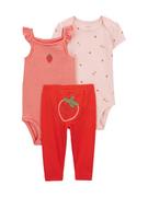 Body dla niemowląt - carter's 3-częściowy zestaw w kolorze jasnoróżowo-czerwonym - miniaturka - grafika 1