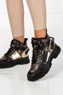 Botki damskie - Czarne botki sneakersy damskie z futerkiem sznurowane Casu MB-113-37 - miniaturka - grafika 1