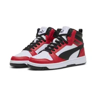 Buty trekkingowe dziecięce - Młodzieżowe sneakersy Rebound V6 Mid PUMA White Black For All Time Red - miniaturka - grafika 1