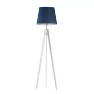 Lampy stojące - Drewniana lampa podłogowa z welurowym kloszem ARUBA VELUR - kolor abażura: granatowy - miniaturka - grafika 1