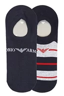 Skarpetki męskie - Emporio Armani Męskie skarpety Gifting 2-pak Footie Socks, granatowe/białe paski, TU, Granatowy/Stripe White, rozmiar uniwersalny - miniaturka - grafika 1