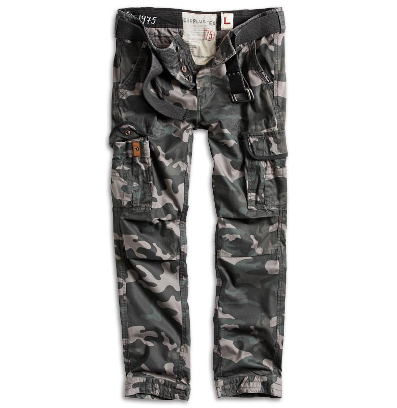 spodnie bojówki PREMIUM TROUSERS SLIMMY BLACK CAMO-XL
