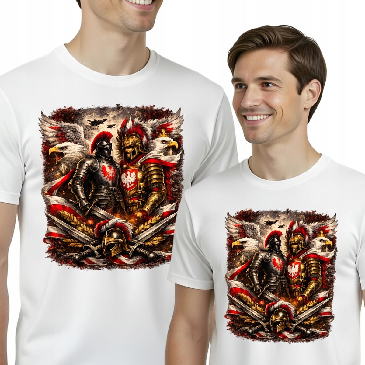 Koszulka Patriotyczna Męska Polska Godło Husaria Prezent M F42