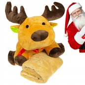 Koce i narzuty dla dzieci - MASKOTKA Z KOCEM poduszka 3w1 kocyk maskotka renifer mega miękka na święta - miniaturka - grafika 1